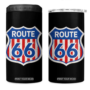 Vintage Route Highway 66 Historical Sign Distressed American Flag Road Trip 4 in 1 Can Cooler Tumbler TS11 One Size: 16 oz Black Print Your Wear