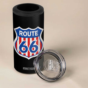 Vintage Route Highway 66 Historical Sign Distressed American Flag Road Trip 4 in 1 Can Cooler Tumbler TS11 Print Your Wear