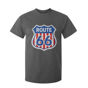 Vintage Route Highway 66 Historical Sign Distressed American Flag Road Trip T Shirt For Kid TS11 Dark Heather Print Your Wear