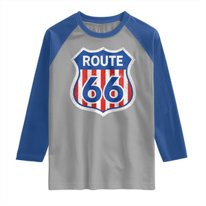 Vintage Route Highway 66 Historical Sign Distressed American Flag Road Trip Raglan Shirt TS11 Sport Gray Royal Print Your Wear