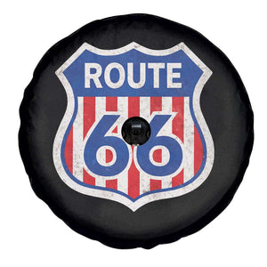 Vintage Route Highway 66 Historical Sign Distressed American Flag Road Trip Spare Tire Cover TS11 Print Your Wear