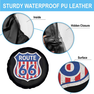 Vintage Route Highway 66 Historical Sign Distressed American Flag Road Trip Spare Tire Cover TS11 Print Your Wear
