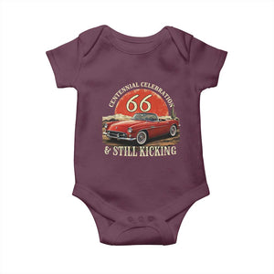 Route Highway 66 100 Years Anniversary Baby Onesie Centennial Celebration And Still Kicking Mother Road TS11 Maroon Print Your Wear