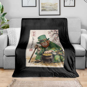 Vintage Japanese Leprechaun St Patricks Day Shamrock Ukiyo e Art Throw Blanket TS11 Print Your Wear