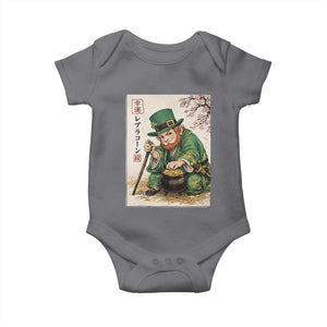 Vintage Japanese Leprechaun St Patricks Day Shamrock Ukiyo e Art Baby Onesie TS11 Charcoal Print Your Wear