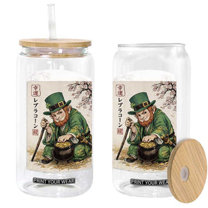 Vintage Japanese Leprechaun St Patricks Day Shamrock Ukiyo e Art Glass Can TS11 Print Your Wear