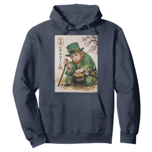 Vintage Japanese Leprechaun St Patricks Day Shamrock Ukiyo e Art Hoodie TS11 Navy Print Your Wear