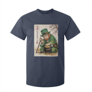 Vintage Japanese Leprechaun St Patricks Day Shamrock Ukiyo e Art T Shirt For Kid TS11 Navy Print Your Wear
