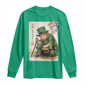 Vintage Japanese Leprechaun St Patricks Day Shamrock Ukiyo e Art Long Sleeve Shirt TS11 Irish Green Print Your Wear