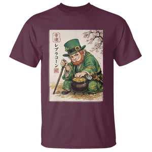 Vintage Japanese Leprechaun St Patricks Day Shamrock Ukiyo e Art T Shirt TS11 Maroon Print Your Wear
