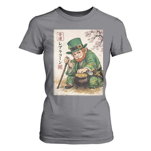 Vintage Japanese Leprechaun St Patricks Day Shamrock Ukiyo e Art T Shirt For Women TS11 Charcoal Print Your Wear