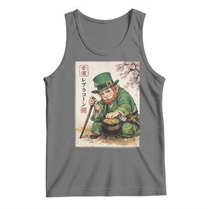 Vintage Japanese Leprechaun St Patricks Day Shamrock Ukiyo e Art Tank Top TS11 Black Heather Print Your Wear