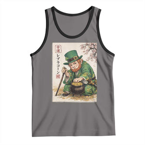 Vintage Japanese Leprechaun St Patricks Day Shamrock Ukiyo e Art Tank Top TS11 Deep Heather Black Print Your Wear