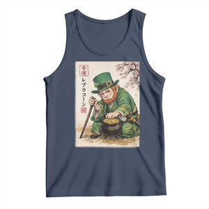 Vintage Japanese Leprechaun St Patricks Day Shamrock Ukiyo e Art Tank Top TS11 Navy Print Your Wear
