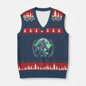 Funny St Patricks Day Bigfoot Celtic Knot Irish Sasquatch V-Neck Knit Sweater Vest TS11 Navy Red Print Your Wear