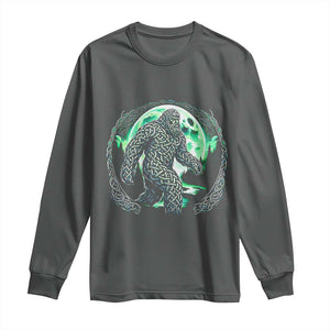 Funny St Patricks Day Bigfoot Celtic Knot Irish Sasquatch Long Sleeve Shirt TS11 Dark Heather Print Your Wear
