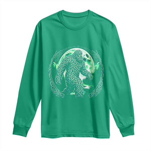 Funny St Patricks Day Bigfoot Celtic Knot Irish Sasquatch Long Sleeve Shirt TS11 Irish Green Print Your Wear