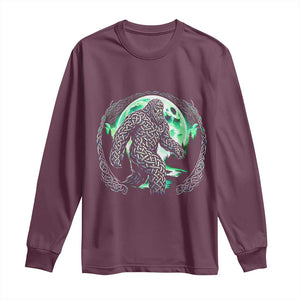 Funny St Patricks Day Bigfoot Celtic Knot Irish Sasquatch Long Sleeve Shirt TS11 Maroon Print Your Wear