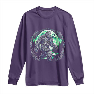 Funny St Patricks Day Bigfoot Celtic Knot Irish Sasquatch Long Sleeve Shirt TS11 Purple Print Your Wear