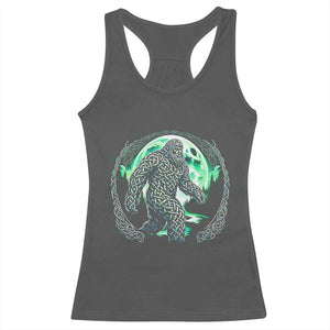 Funny St Patricks Day Bigfoot Celtic Knot Irish Sasquatch Racerback Tank Top TS11 Dark Heather Print Your Wear