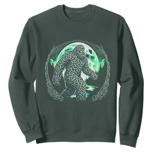 Funny St Patricks Day Bigfoot Celtic Knot Irish Sasquatch Sweatshirt TS11 Dark Forest Green Print Your Wear