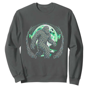 Funny St Patricks Day Bigfoot Celtic Knot Irish Sasquatch Sweatshirt TS11 Dark Heather Print Your Wear