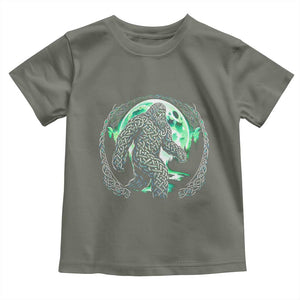 Funny St Patricks Day Bigfoot Celtic Knot Irish Sasquatch Toddler T Shirt TS11 Military Green Print Your Wear
