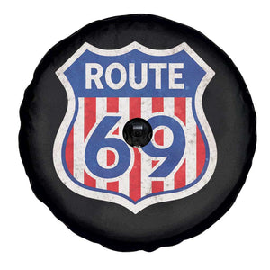 Vintage Route 69 Highway Road Trip Sign Distressed American Flag Spare Tire Cover TS11 Print Your Wear
