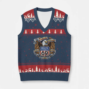250 Years Of America 100 Years Of Route 69 V-Neck Knit Sweater Vest Bald Eagle Vintage American Flag TS11 Navy Red Print Your Wear