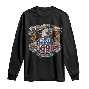 250 Years Of America 100 Years Of Route 69 Long Sleeve Shirt Bald Eagle Vintage American Flag TS11 Black Print Your Wear
