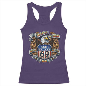250 Years Of America 100 Years Of Route 69 Racerback Tank Top Bald Eagle Vintage American Flag TS11 Purple Print Your Wear
