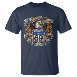 250 Years Of America 100 Years Of Route 69 T Shirt Bald Eagle Vintage American Flag TS11 Navy Print Your Wear