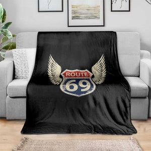 Vintage Route 69 Highway Road Trip Sign Throw Blanket TS11 Print Your Wear