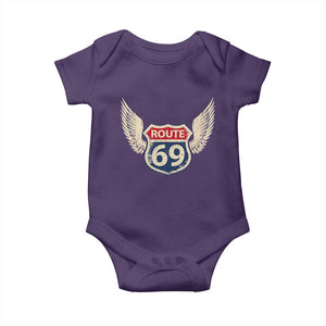 Vintage Route 69 Highway Road Trip Sign Baby Onesie TS11 Purple Print Your Wear
