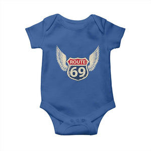 Vintage Route 69 Highway Road Trip Sign Baby Onesie TS11 Royal Blue Print Your Wear