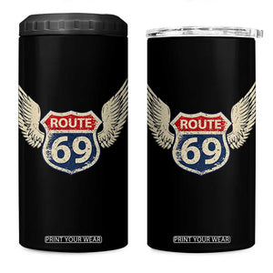 Vintage Route 69 Highway Road Trip Sign 4 in 1 Can Cooler Tumbler TS11 One Size: 16 oz Black Print Your Wear