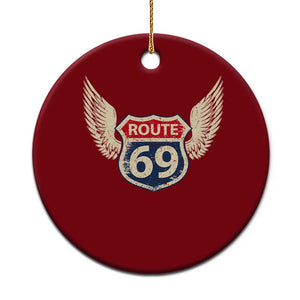 Vintage Route 69 Highway Road Trip Sign Ceramic Ornament TS11 1pc Red Print Your Wear