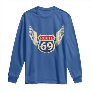 Vintage Route 69 Highway Road Trip Sign Long Sleeve Shirt TS11 Royal Blue Print Your Wear