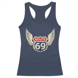 Vintage Route 69 Highway Road Trip Sign Racerback Tank Top TS11 Navy Print Your Wear