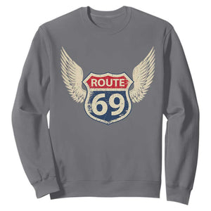 Vintage Route 69 Highway Road Trip Sign Sweatshirt TS11 Charcoal Print Your Wear