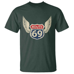 Vintage Route 69 Highway Road Trip Sign T Shirt TS11 Dark Forest Green Print Your Wear