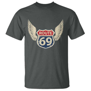 Vintage Route 69 Highway Road Trip Sign T Shirt TS11 Dark Heather Print Your Wear