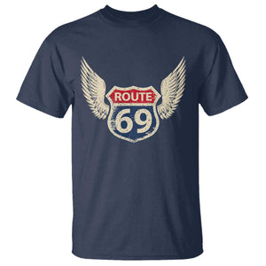 Vintage Route 69 Highway Road Trip Sign T Shirt TS11 Navy Print Your Wear