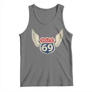 Vintage Route 69 Highway Road Trip Sign Tank Top TS11 Black Heather Print Your Wear