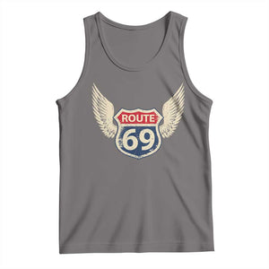 Vintage Route 69 Highway Road Trip Sign Tank Top TS11 Deep Heather Print Your Wear