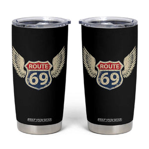 Vintage Route 69 Highway Road Trip Sign Tumbler Cup TS11 Black Print Your Wear