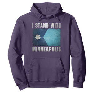 I Stand With Minneapolis Hoodie Social Justice and Immigration Protest MN Flag TS11 Purple Print Your Wear