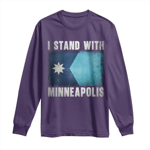 I Stand With Minneapolis Long Sleeve Shirt Social Justice and Immigration Protest MN Flag TS11 Purple Print Your Wear