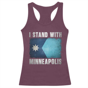 I Stand With Minneapolis Racerback Tank Top Social Justice and Immigration Protest MN Flag TS11 Maroon Print Your Wear