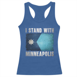 I Stand With Minneapolis Racerback Tank Top Social Justice and Immigration Protest MN Flag TS11 Royal Blue Print Your Wear